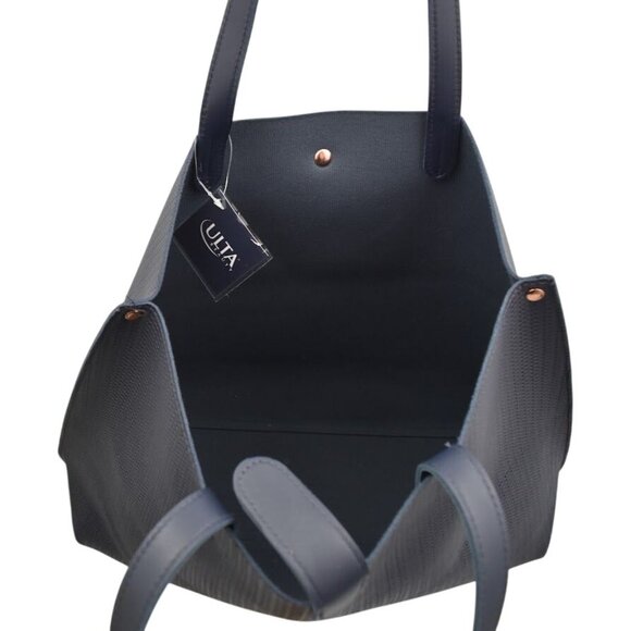 Ulta Beauty Navy Blue Woven Tote Bag Tassel Accent Snap Closure - Picture 6 of 6